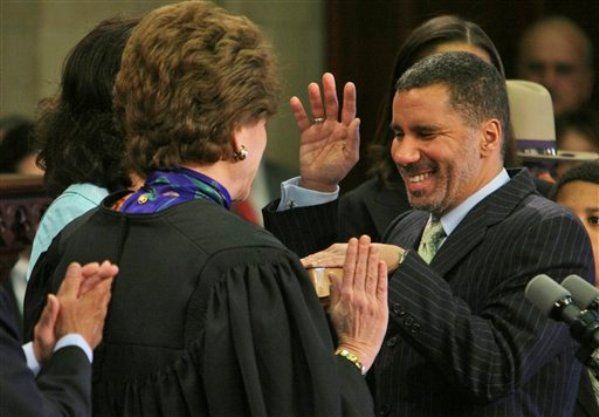 The 55th Governor of New York, David Paterson, March 12:  With Spitzer's resignation, the spotlight shifted to his lieutenant governor, David Paterson.  A legally blind, popular State Senator from Harlem, Paterson was thrust into the spotlight and said at his inauguration, "I can believe we can weather the storm, I've worked for New Yorkers my whole life. I don't know the path yet because we haven't blazed the trail, and I think you all know I know a little something about finding my way in the dark."  But then, in apparent pre-emptive strikes against the media, he and his wife revealed they each had extra-marital affairs and Paterson admitted to using cocaine.  The "accidental governor" warned about the state's economic situation months before the financial industry's collapse, offer his austere take on a budget, and must appoint someone to Hillary Clinton's Senate seat.  He even inspired SNL to satirize him, to his dismay.